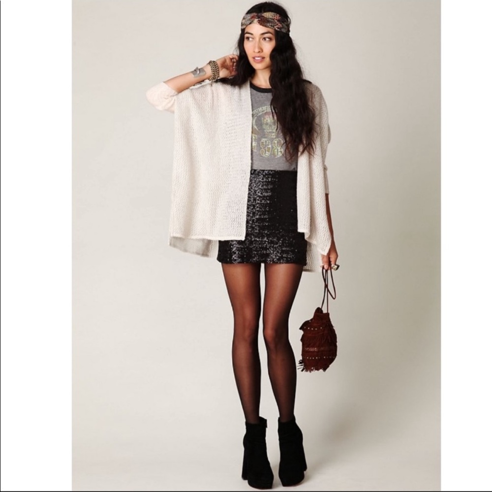 Free People Knit & Lace Cream Oversized Sweater  S - Picture 9 of 9